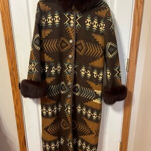 Double D Ranch Brown and Black Fur Trim Coat